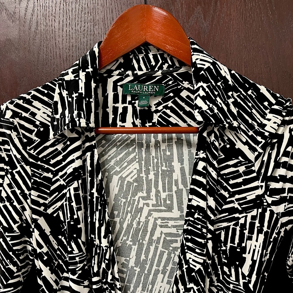 Ralph Lauren Black and White Stretchy Floral Dress